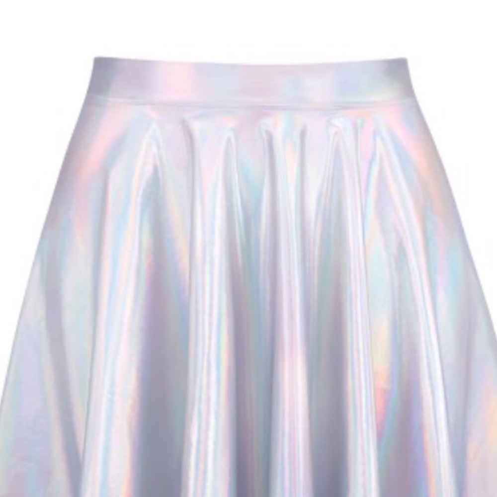 Holographic silver skirt